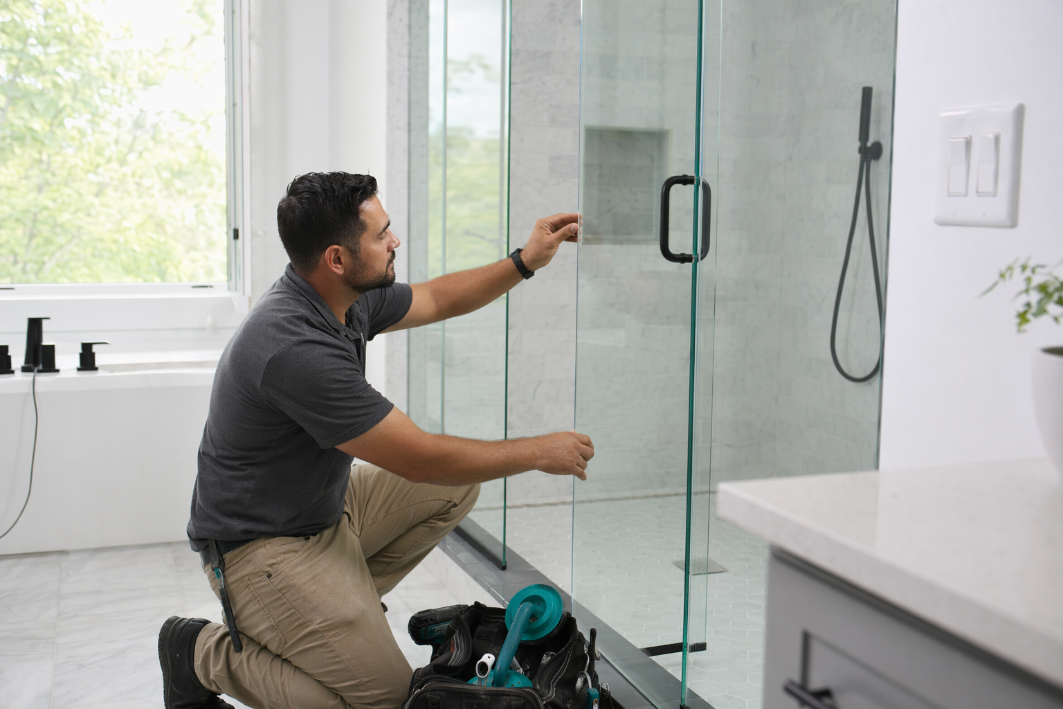 Cracked or shattered shower door — stay safe and act fast